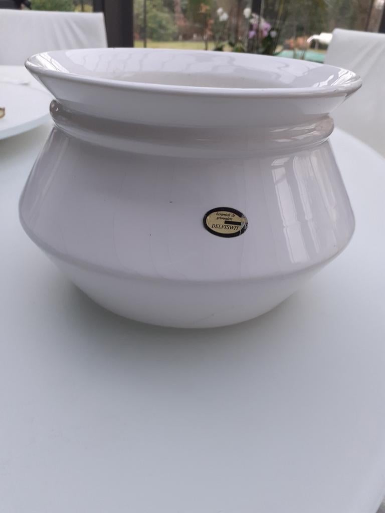 Decoratieve keramieke pot/vaas delfs wit, Enlèvement