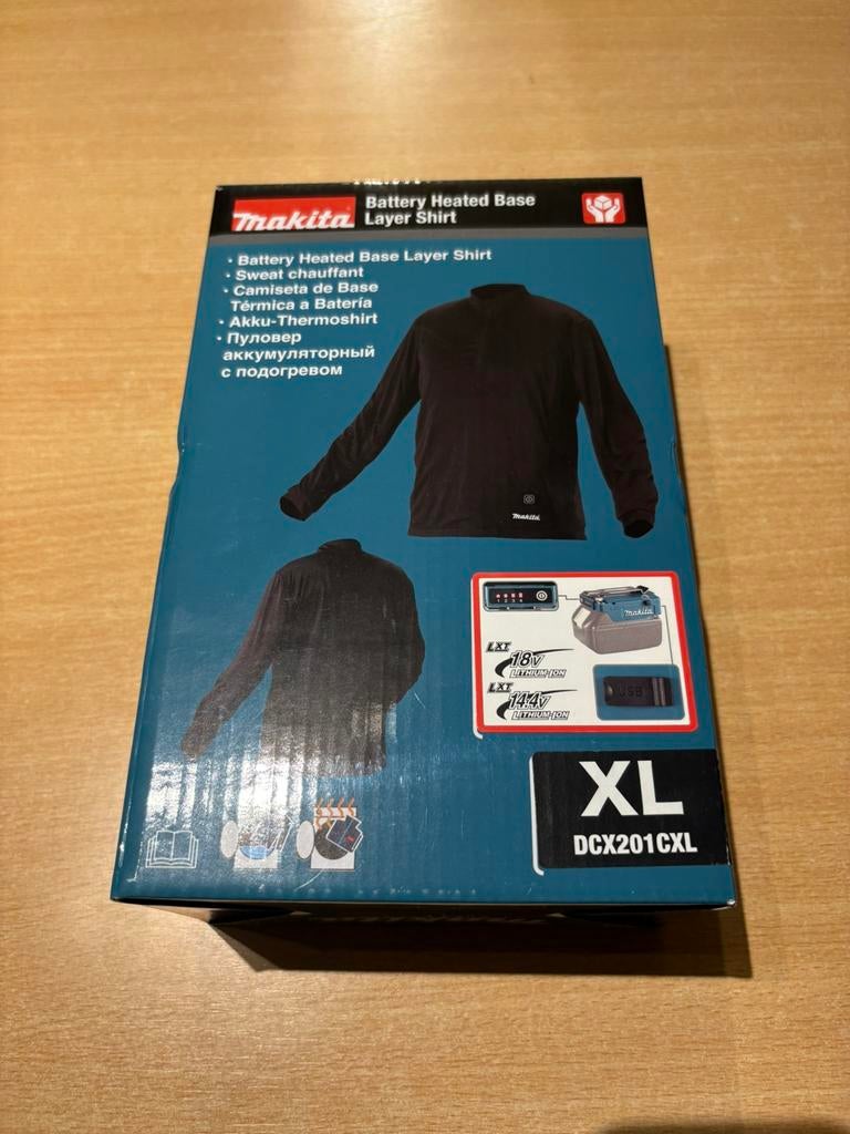 Makita NIEUW accu 18V verwarmd ondershirt met rits DCX200CXL, Enlèvement ou Envoi, Neuf, Taille 56/58 (XL), Noir