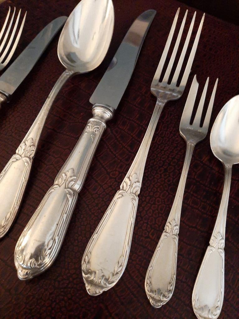 Couverts anciens dans un étui 93 pièces, Enlèvement ou Envoi