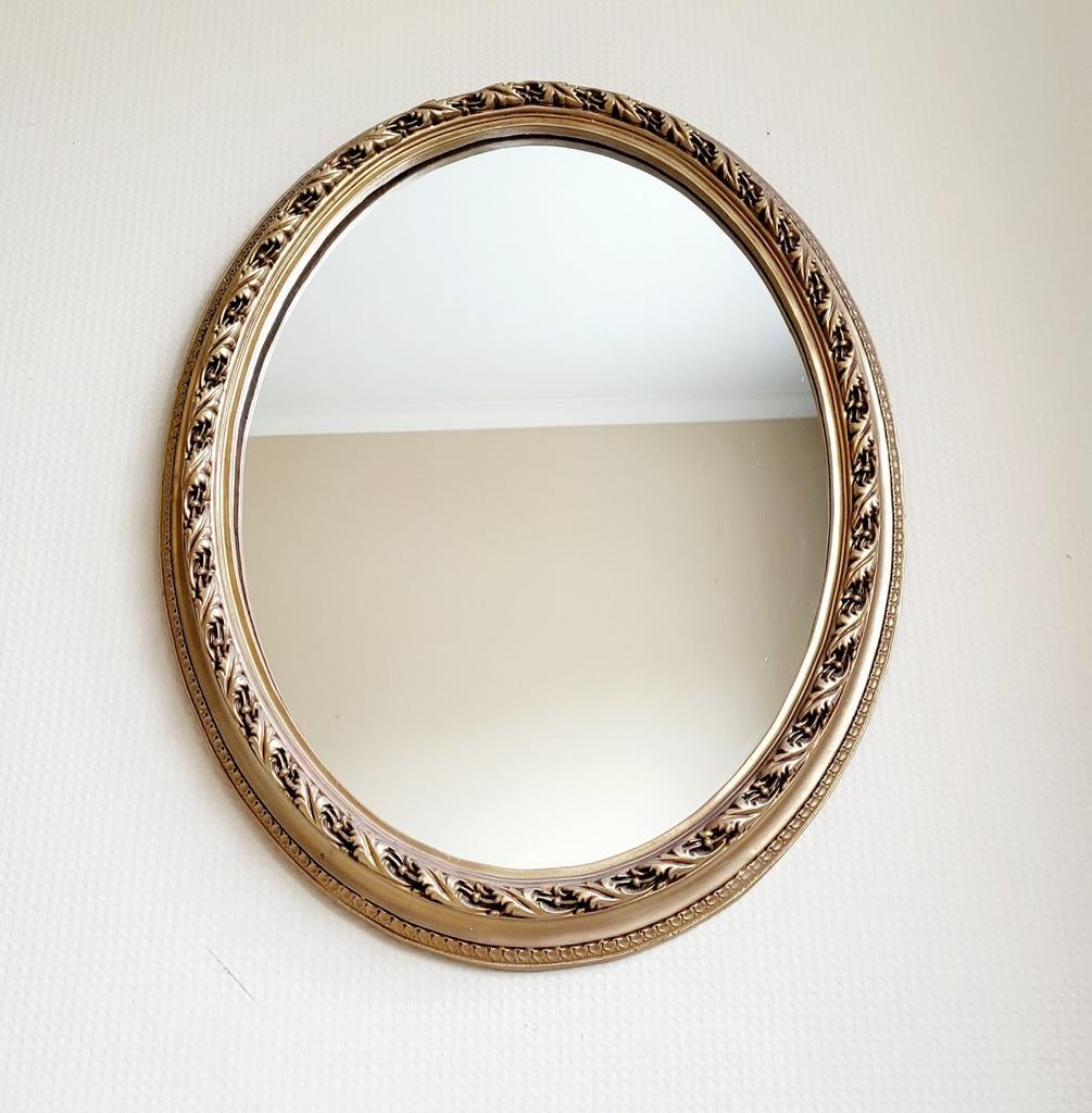 Prachtige antieke franse style ovale gouden spiegel!, Ophalen of Verzenden