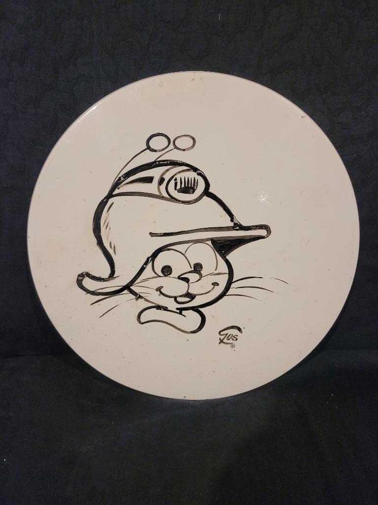 plaque en faience dessin le scrameustache par GOS collection, Livres, BD, Utilisé, Enlèvement ou Envoi