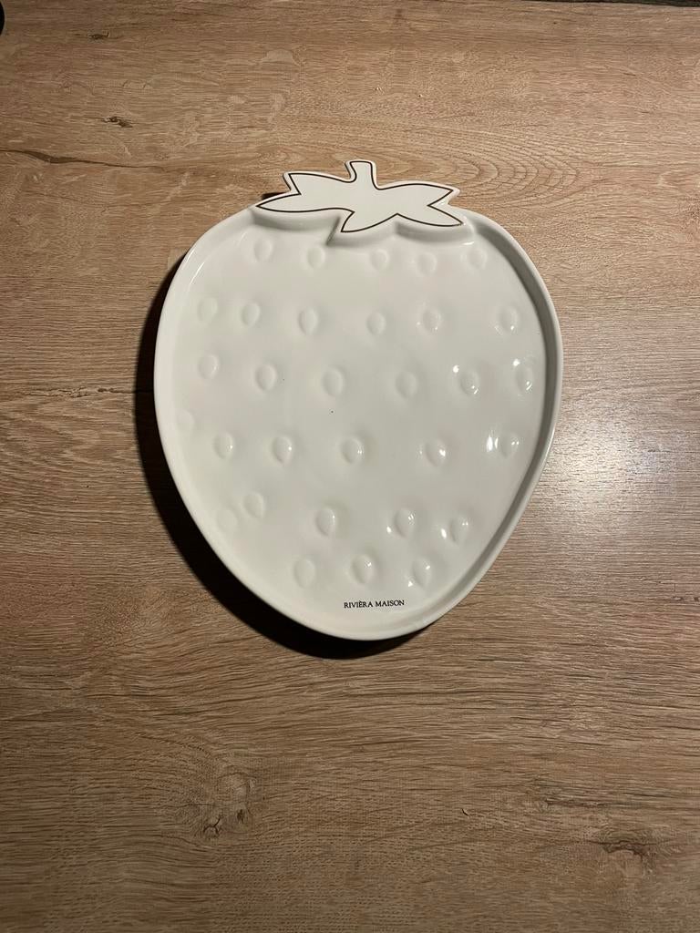 Dienblad gesigneerd Riviera Maison NEUF - vorm aardbei, Nieuw, Porselein, Effen, Overige typen