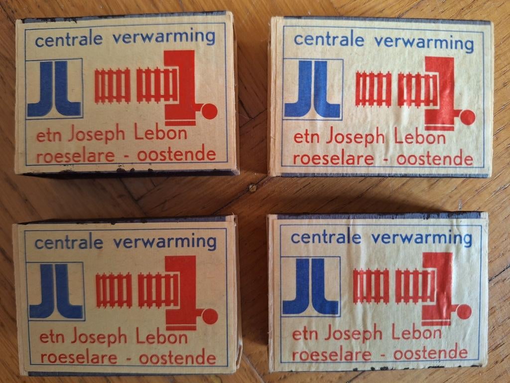 4x oude houten luciferdoosjes Lebon Roeselare Oostende, Verzamelen, Ophalen of Verzenden