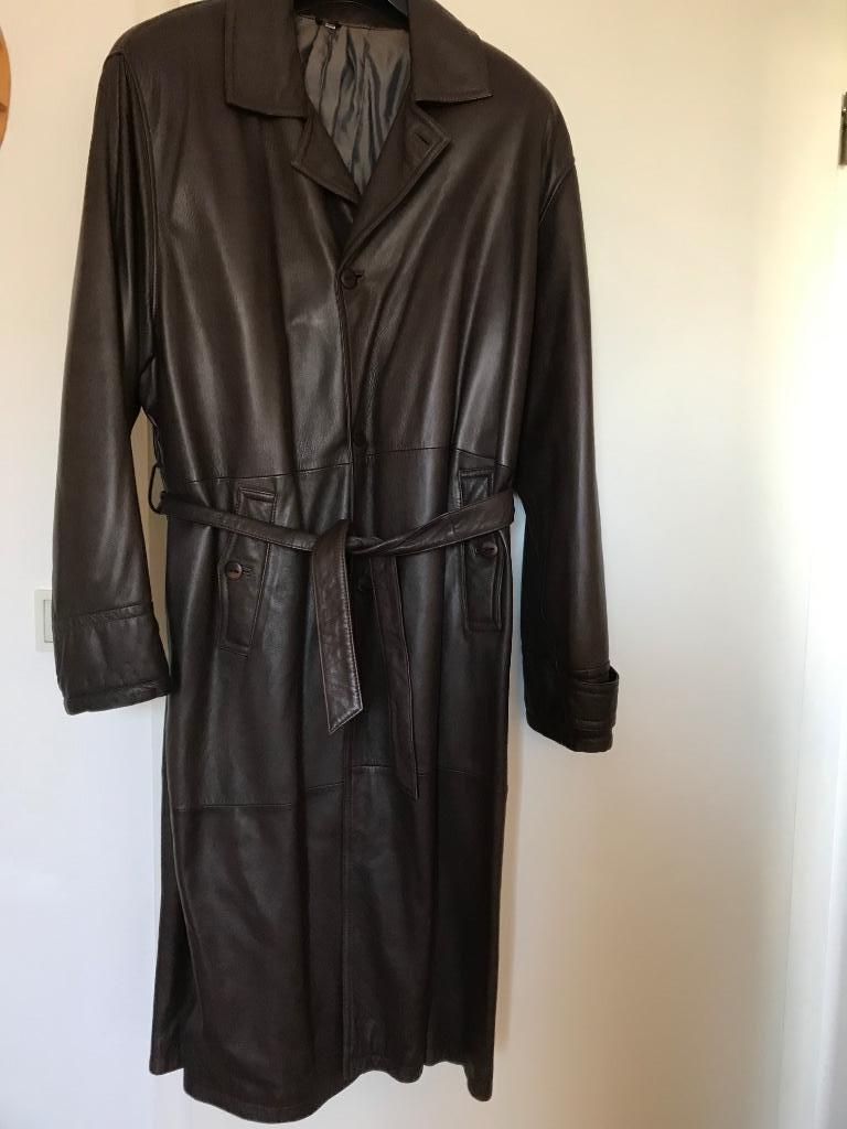 Manteau isolé brun en cuir t.54-56 boutique Pelsland, Pelsland, Comme neuf, Brun, Enlèvement