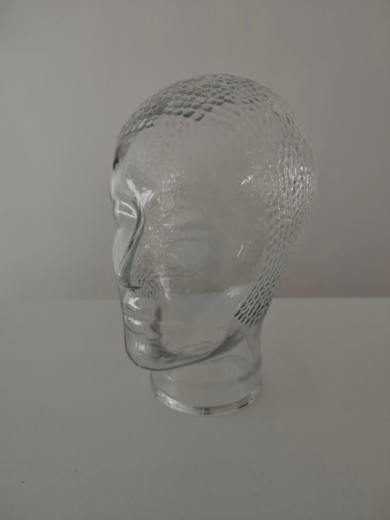 Vintage glazen mannequin hoofd jaren 70, Antiek en Kunst, Ophalen of Verzenden