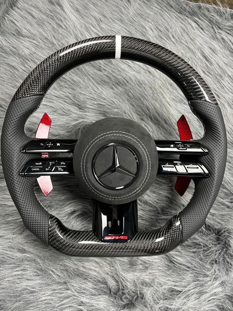 Volant Mercedes en alcantara en carbone complet, blanc AMG, Enlèvement ou Envoi, Neuf, Mercedes-Benz