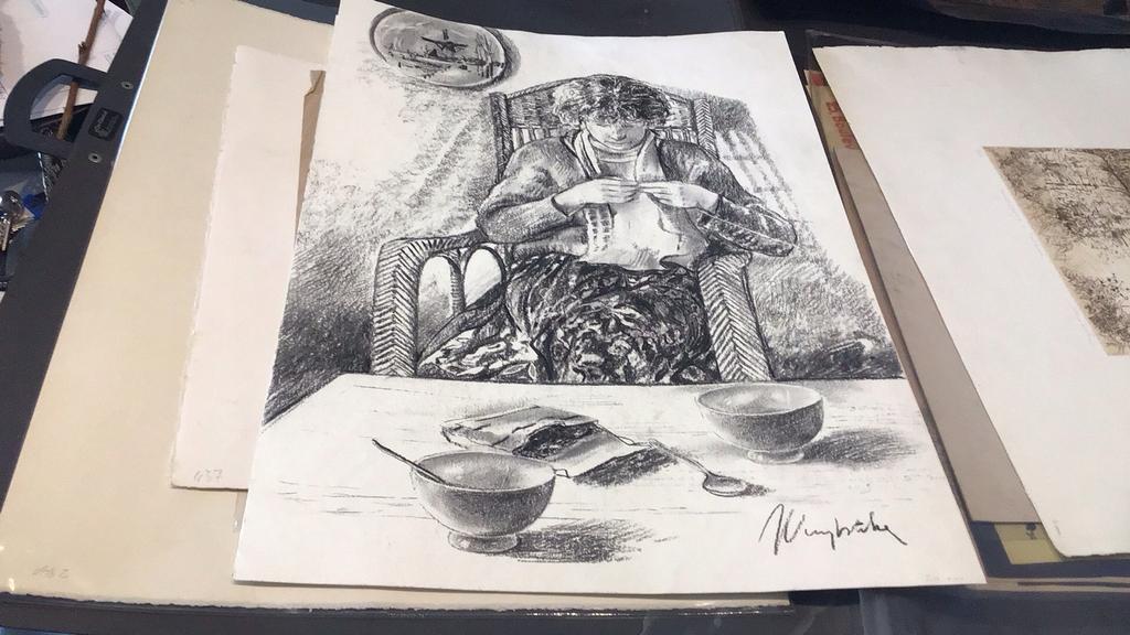 Tekening houtskool, Antiek en Kunst, Ophalen of Verzenden