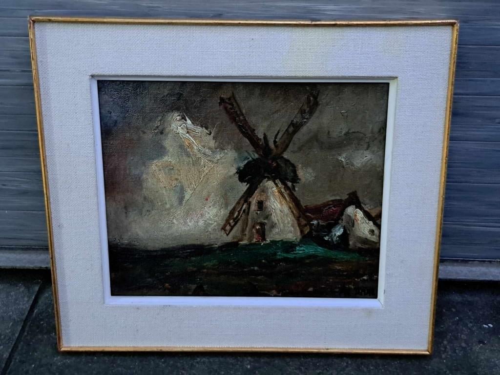 huile sur panneau moulin signe armand jamar, Antiquités & Art, Enlèvement ou Envoi