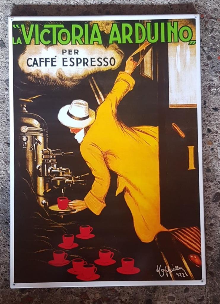Victoria arduino caffe espresso zwaar emaillen reclame bord, Enlèvement ou Envoi, Comme neuf, Panneau publicitaire
