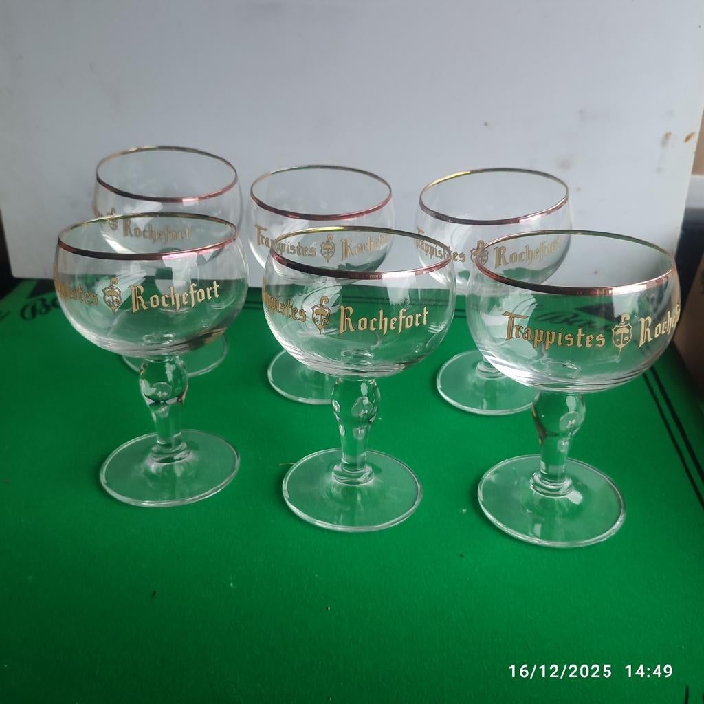 6 TRAPPISTS ROCHEFORT bierglazen., Verzamelen, Biermerken, Ophalen, Zo goed als nieuw, Glas of Glazen, Overige merken