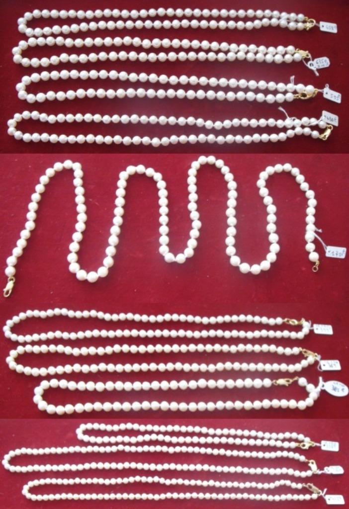 Colliers NEUFS 1 rang perles culture blanches fermoir or 18K, Neuf, Enlèvement ou Envoi, Or, Avec pierre précieuse