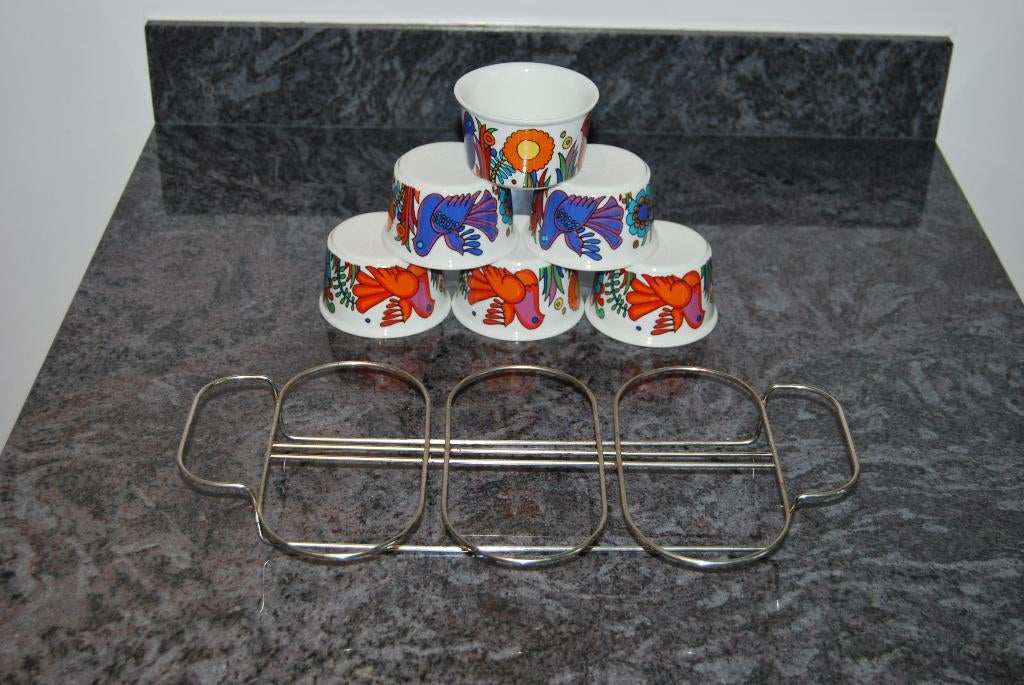 VILLEROY & BOCH ACAPULCO.   6 RAMEQUINS ET LEUR SUPPORT, Enlèvement ou Envoi