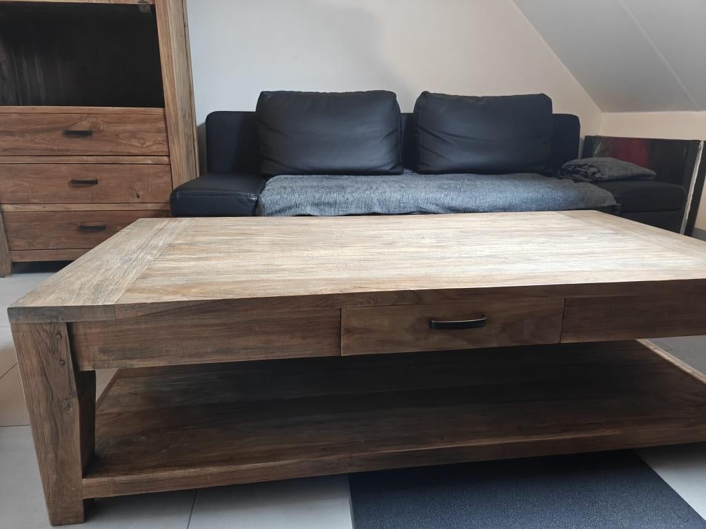 Salontafel massief hout, Huis en Inrichting, Tafels | Salontafels, Ophalen, 100 tot 150 cm, 50 tot 100 cm, Zo goed als nieuw