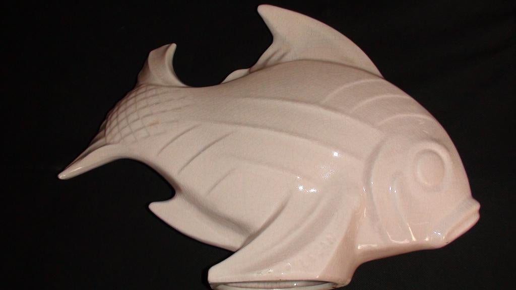 ART DECO BEELD VIS KERAMIEK CRAQUELÉ, Antiek en Kunst, Antiek | Keramiek en Aardewerk, Ophalen of Verzenden