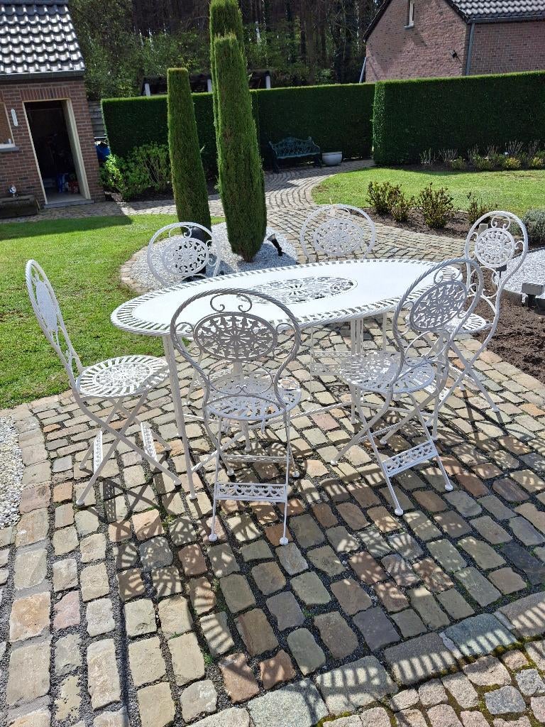 mooi ijzeren tuin set, Ophalen, Overige materialen, Gebruikt, 6 zitplaatsen