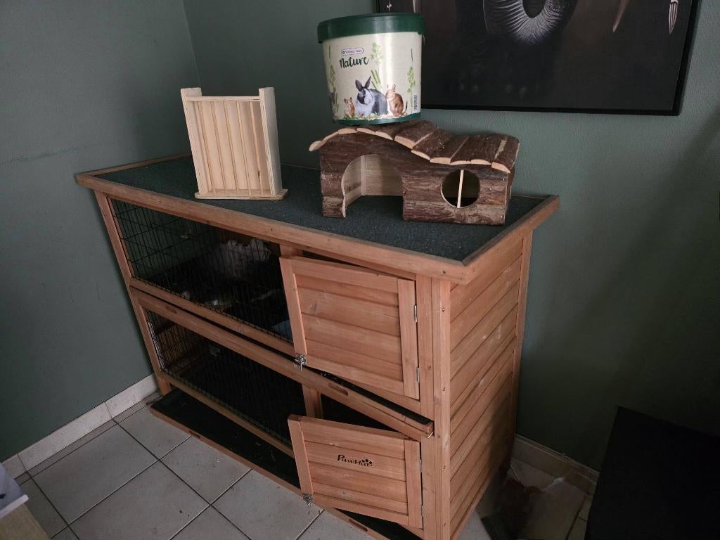 Cage double / clapier lapin, Cage, Enlèvement, Utilisé, 110 cm ou plus