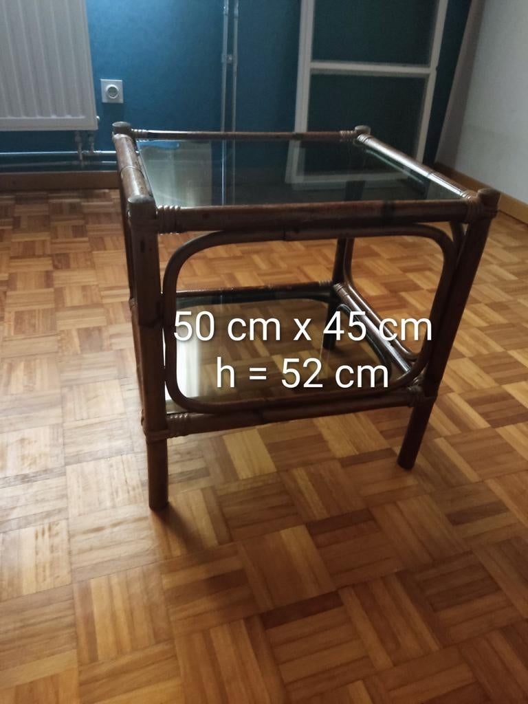 2 tables vintage en rotin, Maison & Meubles, Enlèvement