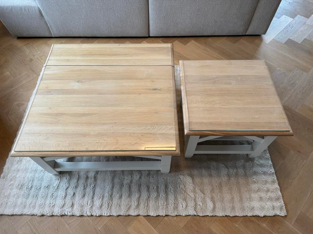 Lot de 2 tables basses, Maison & Meubles, Tables | Tables de salon, Utilisé, Moins de 50 cm, 50 à 100 cm, 50 à 100 cm, Carré, Chêne