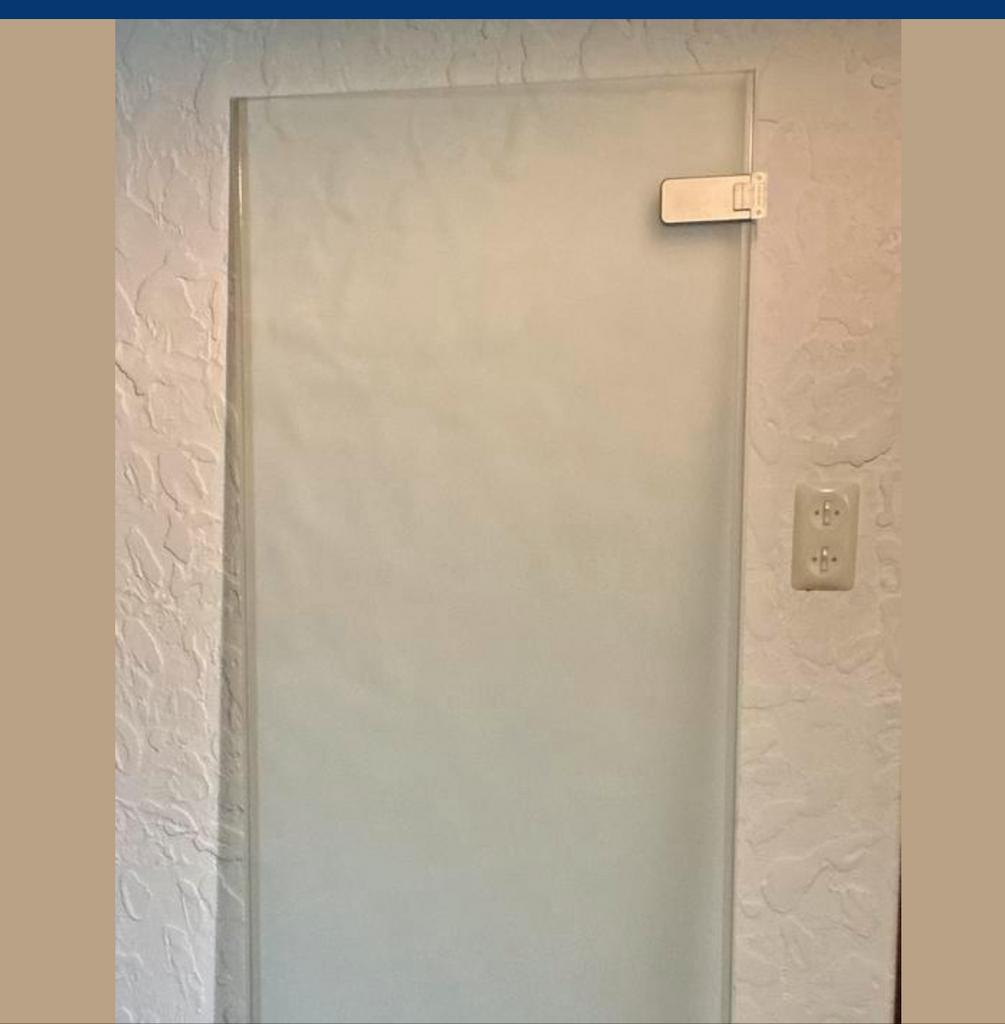 Douchedeur in satijn gehard glas met muurbevestiging, Enlèvement, Utilisé