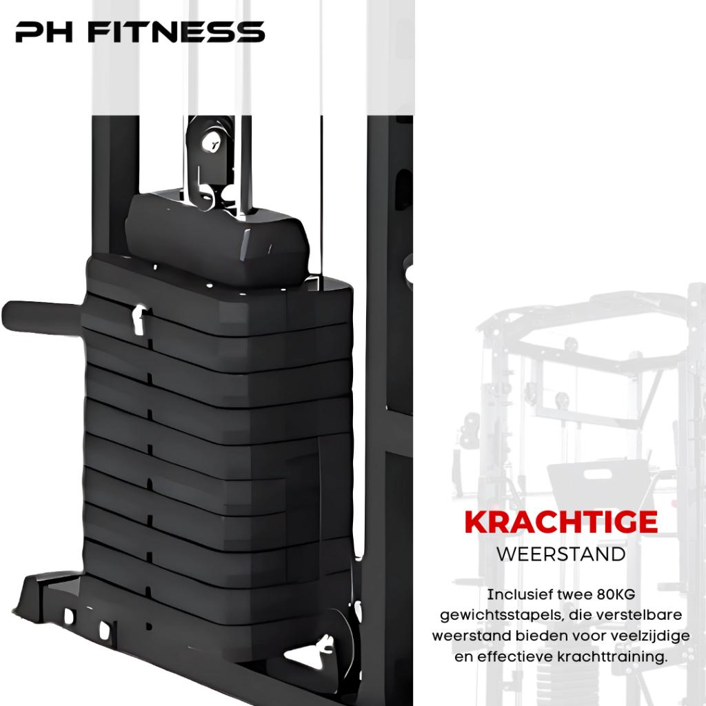 Premium Power Rack met Smith Machine, Leg Press, 160KG Stack, Ophalen of Verzenden, Nieuw, Benen, Halterschijven