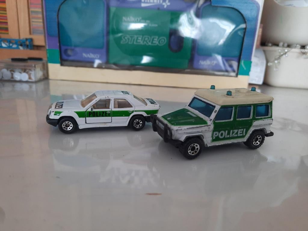 Matchbox Mercedes Polizei auto's (2x), Ophalen of Verzenden, Gebruikt, Auto