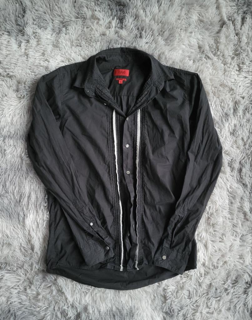 HUGO Hugo Boss Slim Fit zwart overhemd - Maat XL, Zwart, Ophalen of Verzenden, Hugo Boss, Gedragen