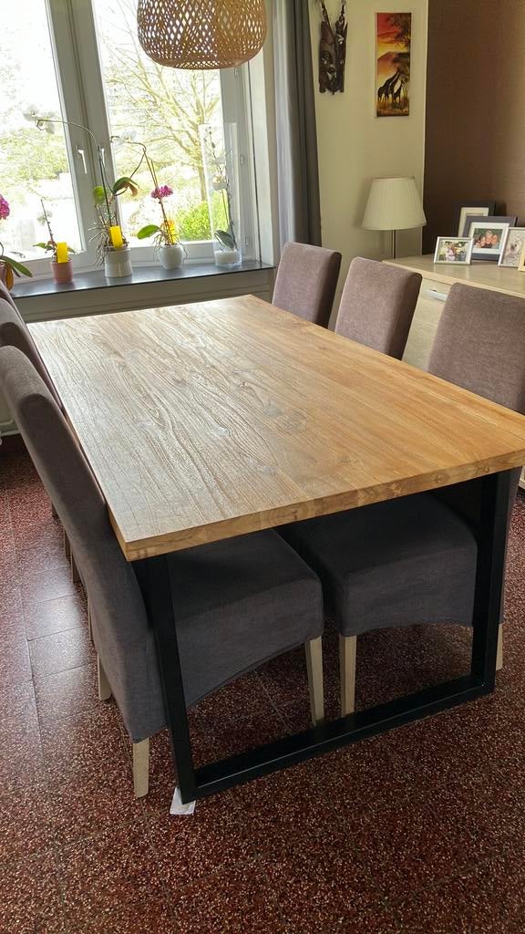 Table a manger plus 6 sièges, Maison & Meubles, Enlèvement, Utilisé, Bois, 4 à 6 chaises
