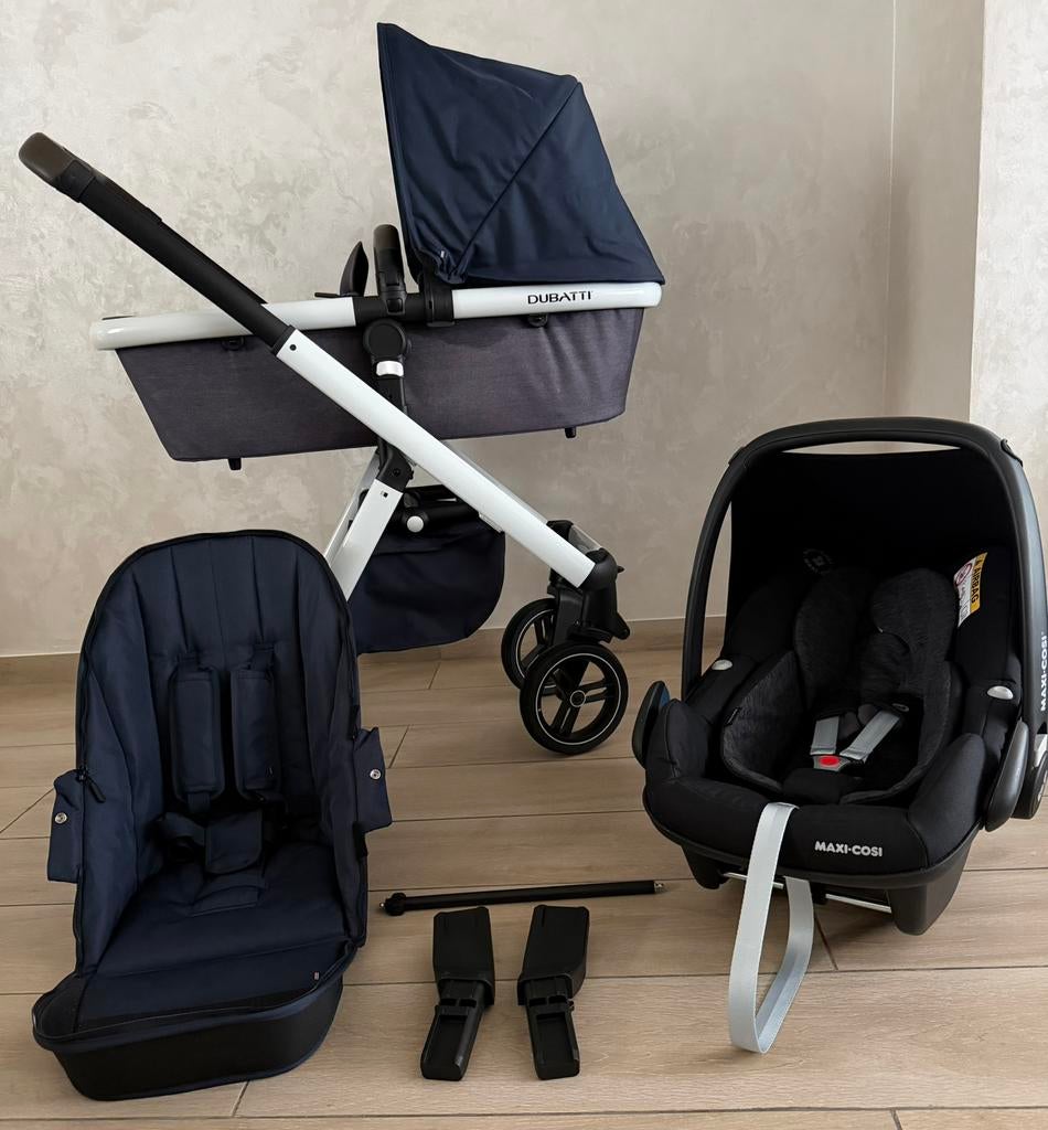 Dubatti One Navy Blue Mélange kinderwagen 3-in-1 Compleet, Kinderen en Baby's, Buggy's, Ophalen, Babygeluk, Zo goed als nieuw