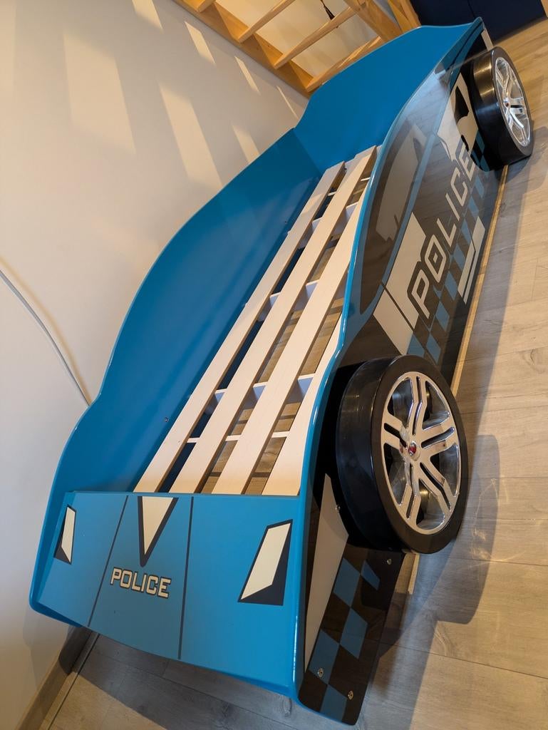 Lit voiture police 200cm x 90cm, Bleu
