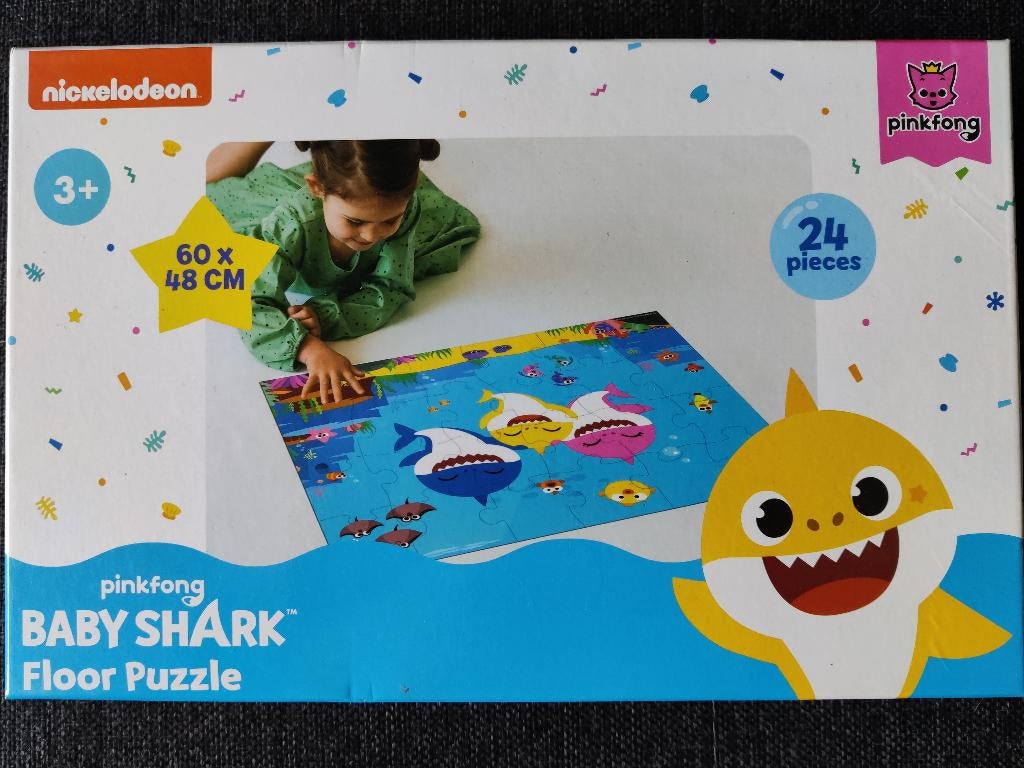 Grote vloerpuzzel babyshark 24 stukken, Ophalen, 10 tot 50 stukjes, Gebruikt, 2 tot 4 jaar