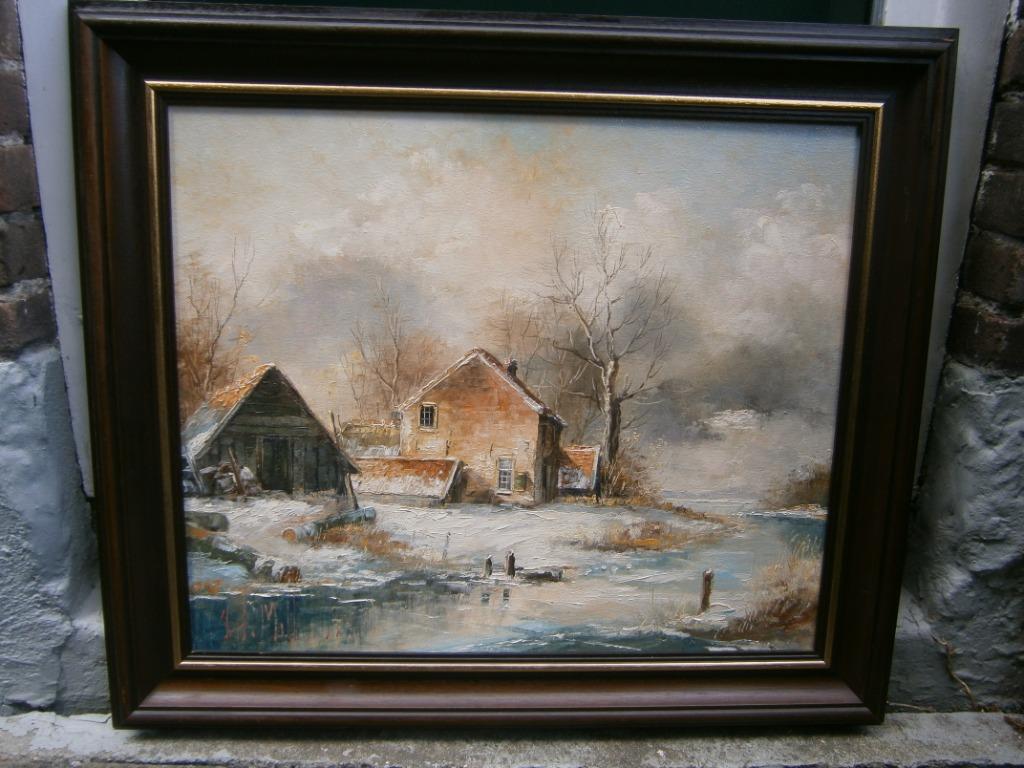 Jan Hendrik Miller: Winterlandschap, Hollandse meester, Antiek en Kunst, Kunst | Schilderijen | Klassiek, Ophalen of Verzenden