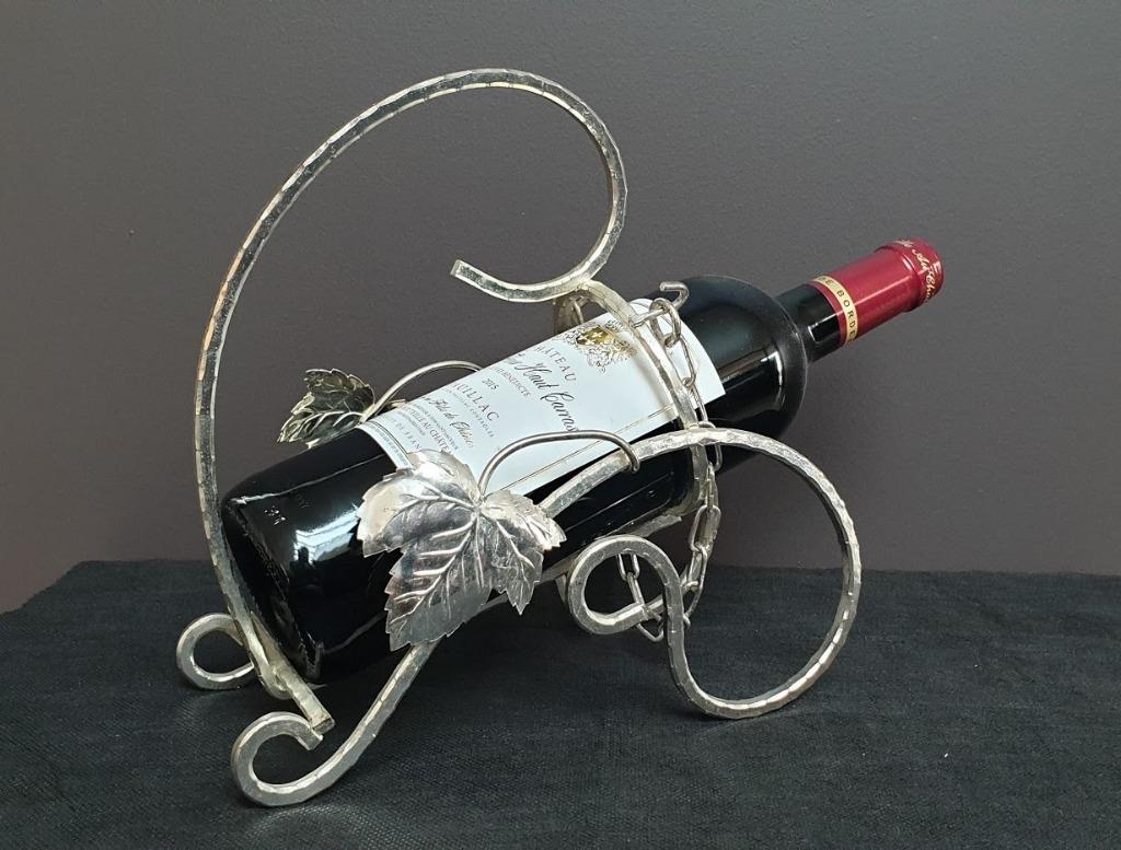 Porte-bouteille vintage en métal argenté, Maison & Meubles, Enlèvement ou Envoi, Métal