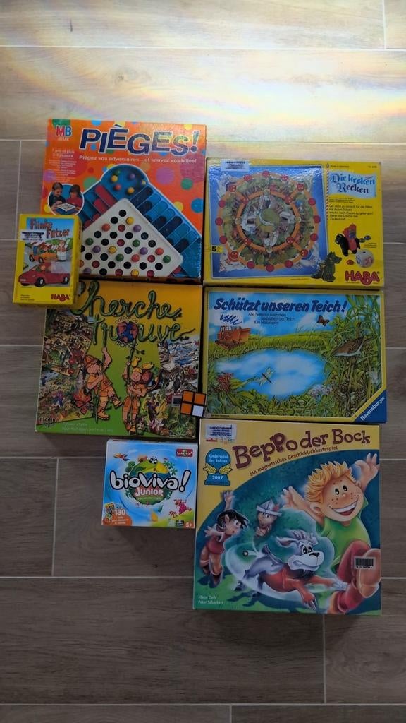 Lot de jeux de société + rubik's cube, Ophalen, Gebruikt