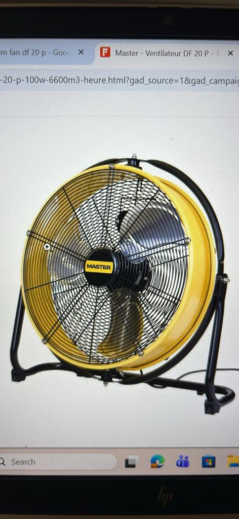 Master - Ventilateur DF 20 P - 100W - 6600m3/heure, Electroménager, Ventilateurs, Enlèvement, Neuf, Ventilateur de sol
