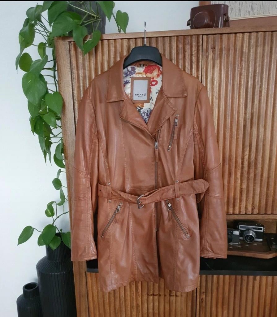 Halflange lederen jas, Kleding | Dames, Jassen | Winter, Zo goed als nieuw, Maat 38/40 (M), Ophalen