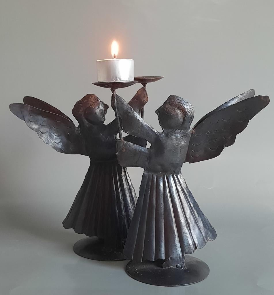Bougeoirs 2 Anges en métal Décoration de Noël ou d'Intérieur, Enlèvement, Comme neuf