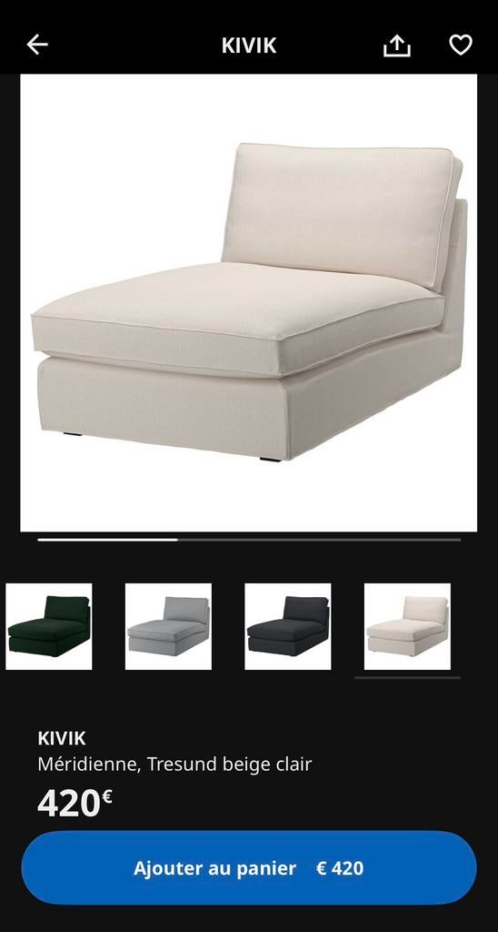 KIVIK Ikea Méridienne, Tresund beige clair, Enlèvement, Comme neuf