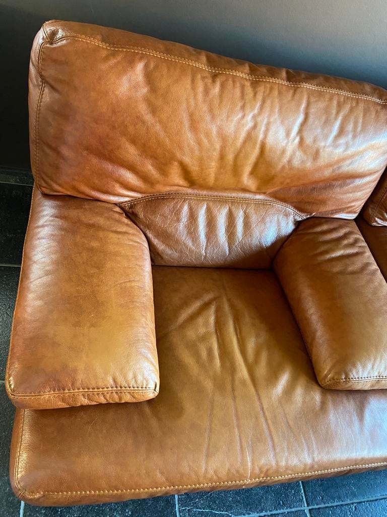 Cognackleurige lederen zetels, Ophalen, Gebruikt, Minder dan 75 cm, Tweepersoons