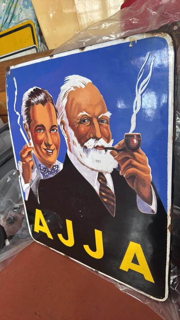 AJJA emaille reclame bord, Verzamelen, Ophalen, Gebruikt, Reclamebord