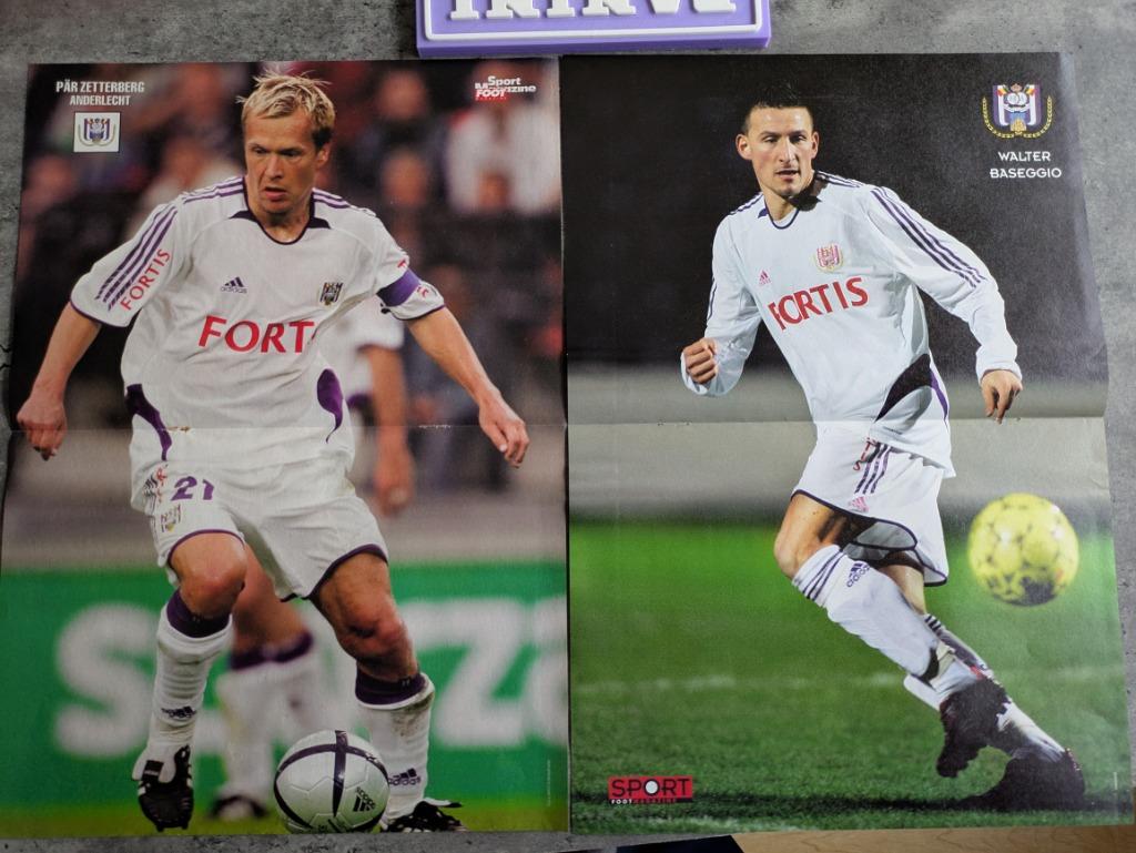 ANDERLECHT  RSC  VOETBAL 2x POSTER BASEGGIO ZETTERBERG, Verzenden, Zo goed als nieuw