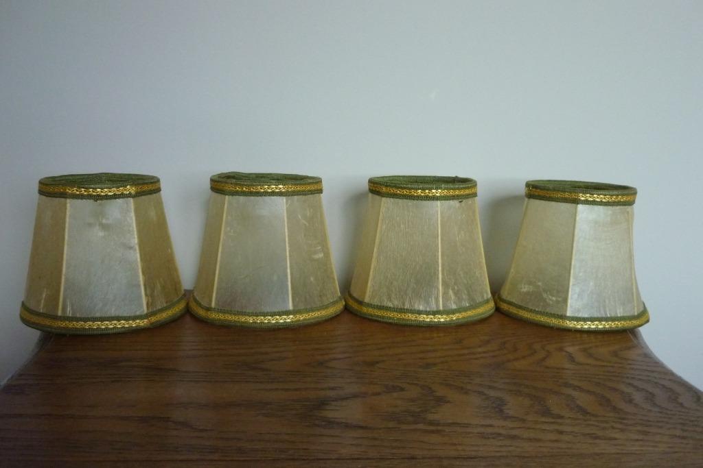 Lotje van 4 lampenkapjes in varkensblaas, Gebruikt, Rond, Ophalen of Verzenden, Varkensblaas