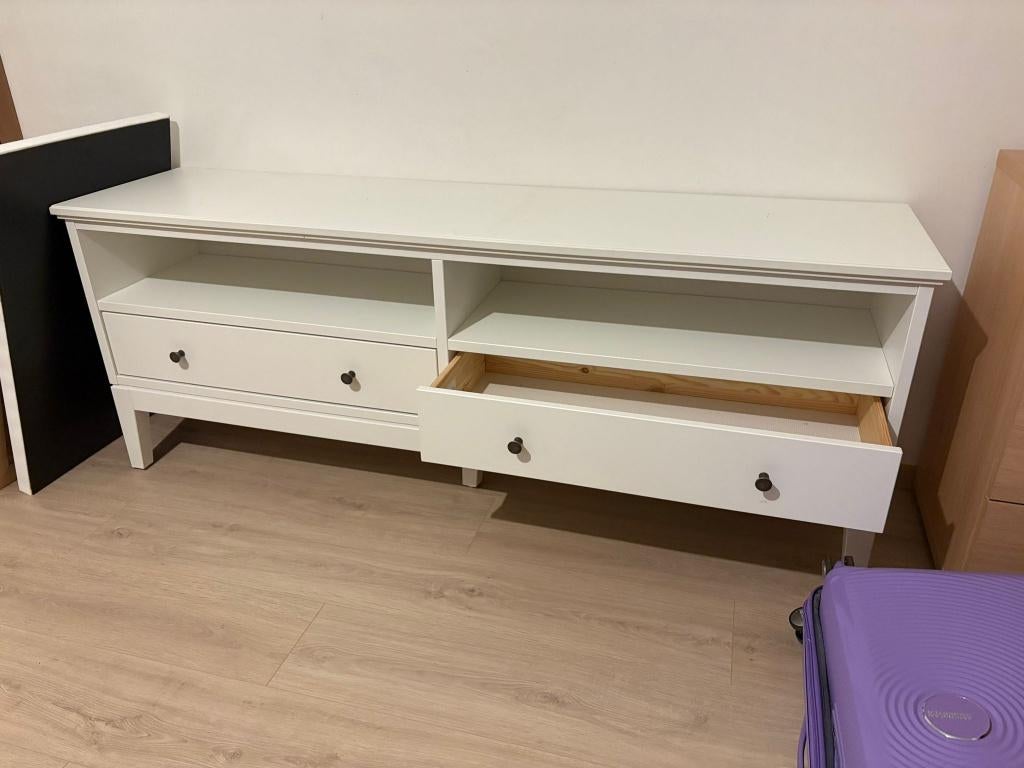 Hemnes - tvmeubel kast - 2 lades - wit, 25 à 50 cm, Moins de 100 cm, 150 à 200 cm, Comme neuf