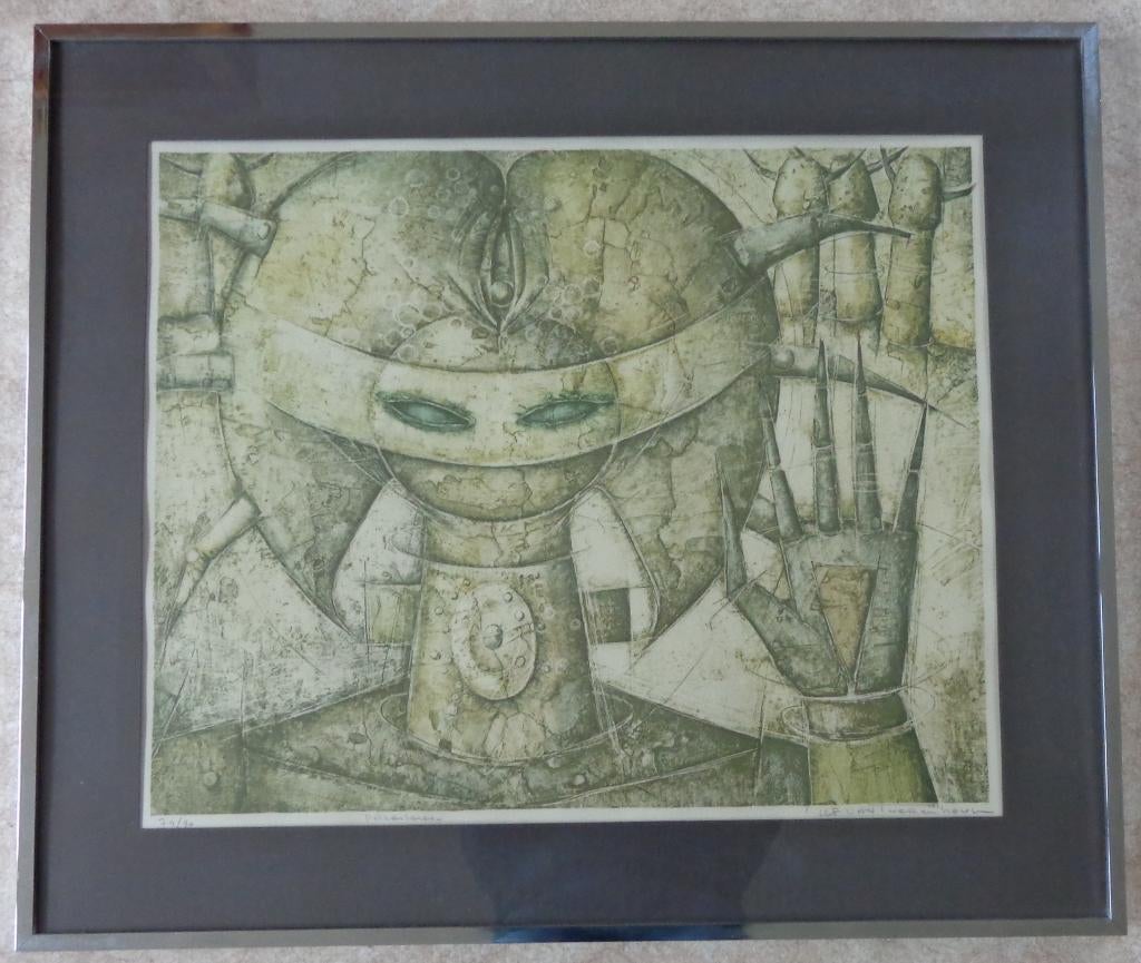 JEF VAN TUERENHOUT / PRIESTERES / KLEURLITHO / 75x87cm KADER, Antiek en Kunst, Kunst | Litho's en Zeefdrukken, Ophalen