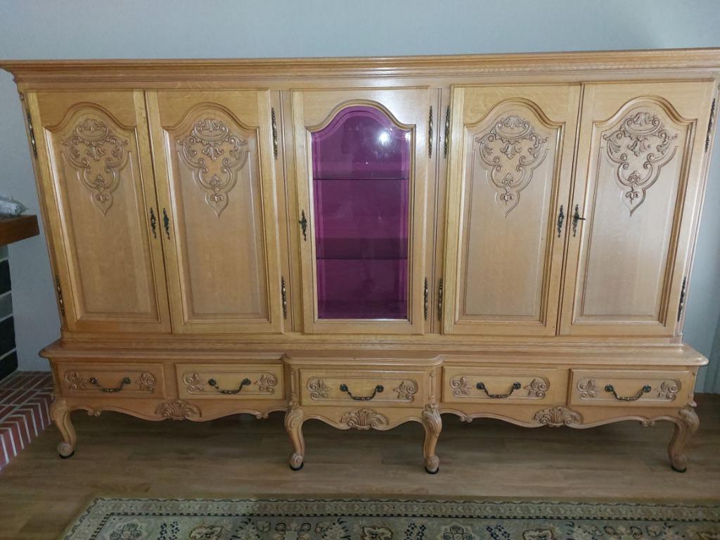 Vintage eiken kast buffetkast, Ophalen, Glas, Gebruikt, Met deur(en)