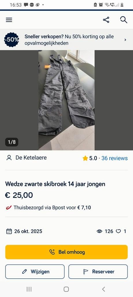 Skibroek jongen 14 jaar, Ophalen of Verzenden