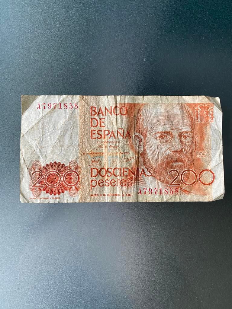 Bankbiljet 200 pesetas 1980, Postzegels en Munten, Ophalen of Verzenden, Overige landen, Los biljet