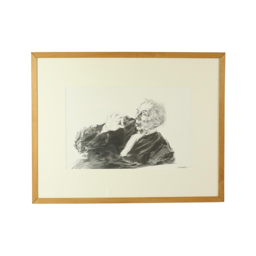 Grote Houtskool Tekening Pleitende Advocaat Kunst Driesschae, Ophalen of Verzenden