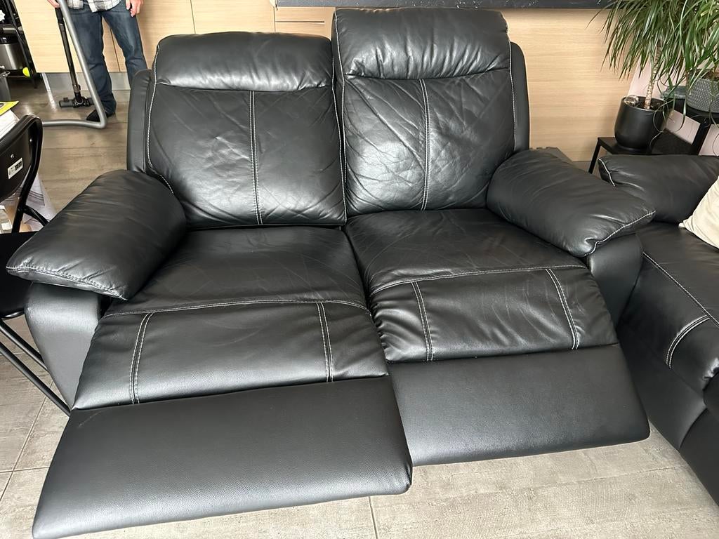 Divant 2 places + relax ( noir), Maison & Meubles, 75 à 100 cm, Moins de 150 cm, Synthétique, Enlèvement