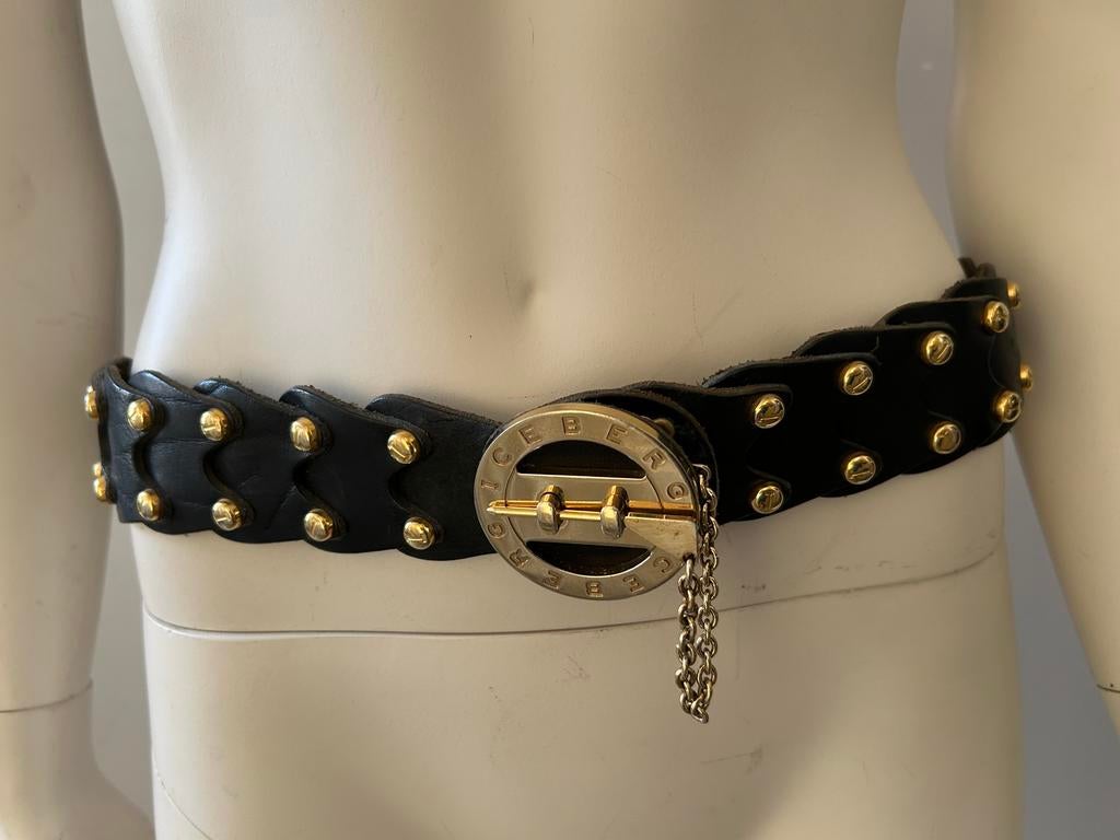 Iceberg riem van leer en metaal 95 cm, Kleding | Dames, Riemen en Ceinturen, Zo goed als nieuw, Heupriem, Ophalen of Verzenden