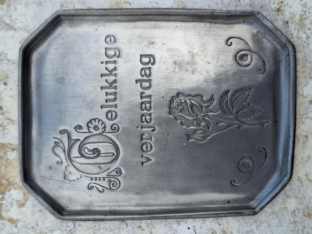 Tinnen plakkaat 92%, Antiek en Kunst, Ophalen